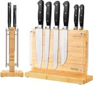 🔪 secura magnetic knife block: double-sided bamboo knives holder with acrylic shield - 12 inch strong magnetic stand for kitchen cutlery display and organization logo