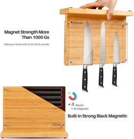 img 3 attached to 🔪 Secura Magnetic Knife Block: Double-Sided Bamboo Knives Holder with Acrylic Shield - 12 Inch Strong Magnetic Stand for Kitchen Cutlery Display and Organization