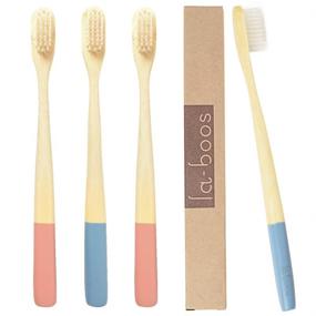 img 4 attached to 🌱 Eco-Friendly Bamboo Toothbrushes (Pack of 4) – Biodegradable, BPA Free, Soft Natural Bristles for Gingivitis and Sensitive Teeth – Recyclable Toothbrush for Men and Women by Laboos
