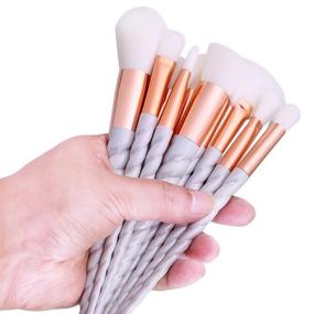 img 4 attached to 🦄 Hecentur Unicorn Makeup Brush Set - Fashionable Unicorn Handle Shape Make-Up Brushes for Foundation, Eyebrow, Eyeliner, Blush, Concealer & Cosmetics - 10PCS Brush Set