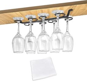 img 4 attached to Stylish Cnloyua Wine Rack for 8 Glasses - Durable 304 Stainless Steel Stemware Racks - Under Cabinet Wine Glass Holder - Space-saving Storage Hanger Shelf Organizer for Kitchen Bar Restaurant, Sleek Black Design