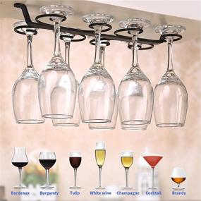 img 3 attached to Stylish Cnloyua Wine Rack for 8 Glasses - Durable 304 Stainless Steel Stemware Racks - Under Cabinet Wine Glass Holder - Space-saving Storage Hanger Shelf Organizer for Kitchen Bar Restaurant, Sleek Black Design