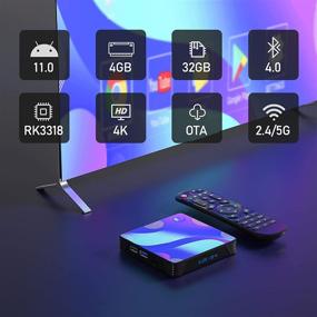 img 3 attached to 📺 X10 Android 11.0 TV Box - RK3318 Quad-Core, 4GB RAM, 32GB ROM - Smart TV Box for 3D 4K Streaming. Supports Dual WiFi (2.4GHz/5.8GHz), BT 4.1, 100M Ethernet - Enhance your video streaming experience.