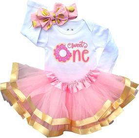 img 4 attached to 🎂 Girls' Clothing and Tops: First Birthday Outfit with Sweet Sleeves, Tees & Blouses