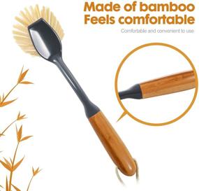 img 1 attached to 🧹 Mastertop Durable Bamboo Brush Set - Ideal for Kitchen, Washing Floors, and Scrubbing - 3PCS Set Including Dish Brush, Pan Brush, and Floor Brush