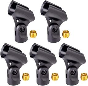 img 4 attached to 🎤 5-Pack Black Universal Microphone Clip Holder - Nut Adapters: 5/8" to 3/8" - Enhanced SEO