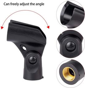 img 2 attached to 🎤 5-Pack Black Universal Microphone Clip Holder - Nut Adapters: 5/8" to 3/8" - Enhanced SEO