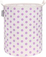 19.7-inch large waterproof ramie cotton laundry hamper basket with polka dot design - purple logo