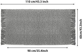img 3 attached to 🏠 Ковер Eanpet – ручная плетеная хлопковая ковровая поверхность с бахромой и реверсивным дизайном для коврика у двери, прачечной, ванны или скатерти – 2x3 фута, серый