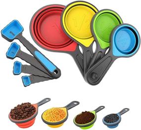 img 4 attached to 🥄 RubonC Measuring Cups and Spoons Set: Collapsible, Portable, and Durable for Liquid and Dry Food Measurement, Weight Loss, and Perfect Recipes - 8 Piece Set