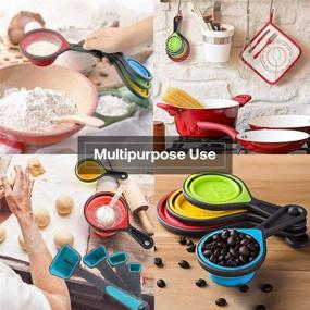 img 2 attached to 🥄 RubonC Measuring Cups and Spoons Set: Collapsible, Portable, and Durable for Liquid and Dry Food Measurement, Weight Loss, and Perfect Recipes - 8 Piece Set