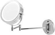 💡 wall mounted led makeup mirror with 1x/10x magnifying, 360° swivel extendable vanity mirror for bathroom, battery powered (8 inch, chrome) логотип