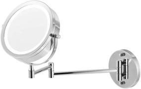 img 4 attached to 💡 Wall Mounted LED Makeup Mirror with 1X/10X Magnifying, 360° Swivel Extendable Vanity Mirror for Bathroom, Battery Powered (8 Inch, Chrome)