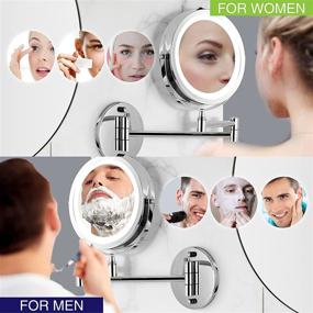 img 2 attached to 💡 Wall Mounted LED Makeup Mirror with 1X/10X Magnifying, 360° Swivel Extendable Vanity Mirror for Bathroom, Battery Powered (8 Inch, Chrome)