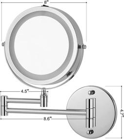 img 3 attached to 💡 Wall Mounted LED Makeup Mirror with 1X/10X Magnifying, 360° Swivel Extendable Vanity Mirror for Bathroom, Battery Powered (8 Inch, Chrome)