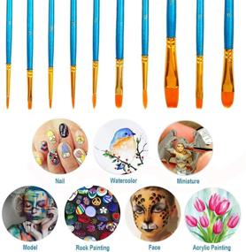 img 2 attached to Набор кистей Soucolor Round Pointed Tip Acrylic Paint Brushes для художников: идеально подходит для акриловой живописи, масла, акварели, холстов, камней, тела, лица, ногтей, хэллоуинской тыквы, керамических ремесел - наборы