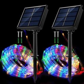 img 4 attached to 🌞 JosMega Solar String Rope Lights: 33ft Multi-Colored Fairy Lights for Outdoor Decoration - Waterproof, 100 LED, 8 Modes, Twinkle Lighting, Upgraded Panels!