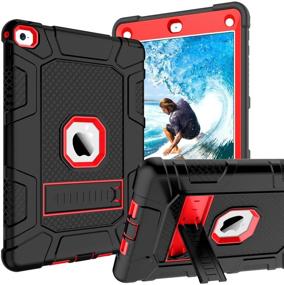 img 4 attached to 📱 GUAGUA iPad Air 2 Cases: Kickstand, 3-in-1 High Impact Rugged Heavy Duty Case - Shockproof & Drop Protective Tablet Cover in Black/Red - for iPad Air 2 A1566 A1567