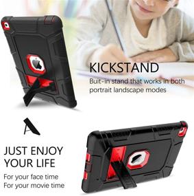 img 1 attached to 📱 GUAGUA iPad Air 2 Cases: Kickstand, 3-in-1 High Impact Rugged Heavy Duty Case - Shockproof & Drop Protective Tablet Cover in Black/Red - for iPad Air 2 A1566 A1567