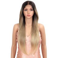 👩 stylish easy-360 lace wigs 28" free part lace frontal long straight wig - ombre blonde synthetic wig (28", sop 22613) логотип