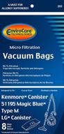 envirocare 51195 magic blue canister replacement dust bags - 8 pack - micro filtration vacuum cleaner bags for kenmore логотип