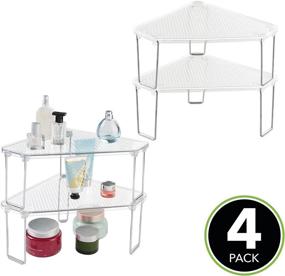 img 3 attached to 🛁 mDesign Clear Plastic/Steel Corner Stackable Rack - Ligne Collection - 4 Pack - Bathroom, Vanity, Kitchen Organizer Shelf for Makeup, Shower Accessories - Cabinet, Countertop, Sink Storage