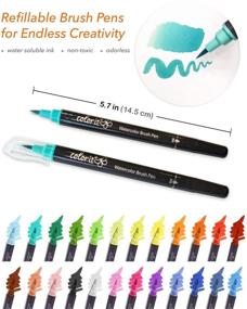 img 2 attached to 🖌️ ColorIt Refillable Watercolor Brush Pens Set - 24 Colors | Artist Quality Paint Markers for Adult Coloring Books, Painting & Calligraphy | Real Brush Tips with Bonus Travel Case