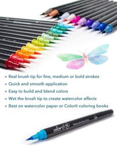 img 1 attached to 🖌️ ColorIt Refillable Watercolor Brush Pens Set - 24 Colors | Artist Quality Paint Markers for Adult Coloring Books, Painting & Calligraphy | Real Brush Tips with Bonus Travel Case