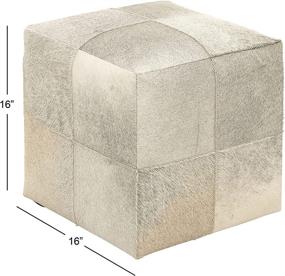 img 2 attached to 🪑 Deco 79 95920 Cube Gray & White Real Animal Skin Leather Ottoman - Premium Quality and Versatile Design, 16” x 16” (Colors May Vary)