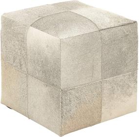 img 4 attached to 🪑 Deco 79 95920 Cube Gray & White Real Animal Skin Leather Ottoman - Premium Quality and Versatile Design, 16” x 16” (Colors May Vary)