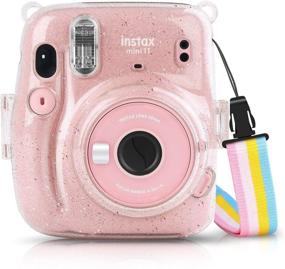 img 4 attached to 📸 Fujifilm Instax Mini 11 Camera Case - Clear Protective Bag with Rainbow Shoulder Strap (Glitter+Rainbow)