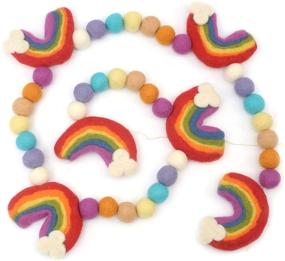 img 4 attached to 🎉 Wool Felt Ball Garland - 7 Feet, 35 Pom Pom Balls, Glaciart One - 6 Rainbow Sets in 7 Vibrant Colors - Perfect for Nursery Decor, Birthday Parties, Bunting, Carnival, Photo Props, and More!