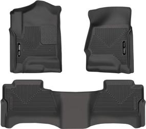 img 4 attached to 🚘 Husky Liners 98231 Black Weatherbeater Front & 2nd Seat Floor Liners for Chevrolet-GMC Silverado/Sierra 1500 & 2500/3500 HD Crew Cab (2014-2019)