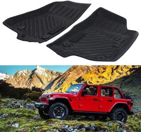 img 4 attached to Premium TPE All-Weather Floor Mats for Jeep Wrangler JL 2018-2021 & Gladiator JT 2020, Heavy Duty Black Floor Liners by JeCar