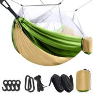 🏕️ navtour camping hammock: double & single portable hammocks with mosquito net - lightweight nylon parachute travel hammocks for outdoor backpacking survival (khaki) логотип