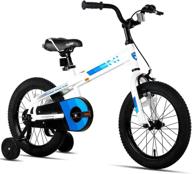 🚲 joystar whizz kids bike with training wheels for boys and girls, ages 2-9, 12 14 16 18 toddler bike with handbrake, blue pink silver beige white logo