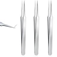 professional stainless steel ingrown hair tweezers set - pointed blackhead remover, precision eyebrow tweezers, splinter removal - effective facial hair grooming kit (silver) logo