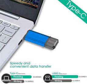 img 1 attached to 💻 Aiibe Флэш-накопитель USB 3.0 Type C 32GB 2 шт. - Высокоскоростная двухпортовая USB OTG память для компьютеров и смартфонов с USB-C (синий, серебряный) - В комплекте 2 смешанных цвета!