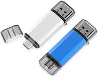 💻 aiibe флэш-накопитель usb 3.0 type c 32gb 2 шт. - высокоскоростная двухпортовая usb otg память для компьютеров и смартфонов с usb-c (синий, серебряный) - в комплекте 2 смешанных цвета! логотип