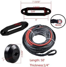 img 3 attached to 🏆 Astra Depot 50ft Synthetic Winch Rope with Protective Sleeve and Heat Guard - 6400LBs Strength, Black Hawse Fairlead, Rubber Stopper, Bolt - Perfect for Car ATV UTV Ramsey KFI