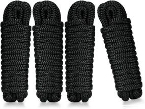 img 4 attached to ⚓️ Chunzilian Dock Lines Boat Ropes for Docking - 4 Pack 15 Ft 3/8 Inch Double Braided Nylon Mooring Marine Line with 12 Inch Spliced Eye: Secure your boat with these high-quality Docking Ropes!