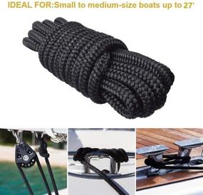 img 1 attached to ⚓️ Chunzilian Dock Lines Boat Ropes for Docking - 4 Pack 15 Ft 3/8 Inch Double Braided Nylon Mooring Marine Line with 12 Inch Spliced Eye: Secure your boat with these high-quality Docking Ropes!