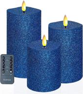 christmas blue candle flickering flameless candles for festive home decor - battery operated, remote timer, and halloween candles included - pack of 3 логотип