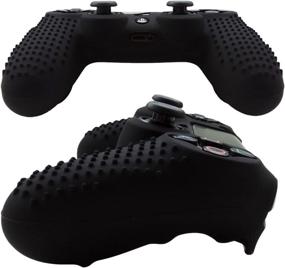 img 1 attached to Enhanced PS4 Controller Grips with Anti-Slip Silicone Skin Set - Compatible for PS4/Slim/Pro Controllers (2x Black Skin + 8x FPS PRO Thumb Grips)