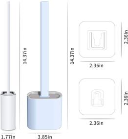 img 2 attached to 🧼 Silicone Toilet Brush and Holder Set - Deep Cleaning, Non-Slip, Long Plastic Handle, Bendable Brush Head - Easily Clean Toilet Corners - Silicon Brush in White and Sky Blue