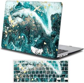 img 4 attached to 📱 One Micron Beautiful Green Marble Case & Keyboard Cover for Old MacBook Air 13 Inch (A1369/A1466)