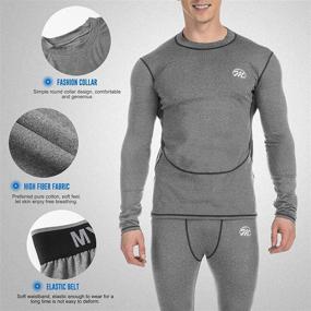 img 3 attached to Men's Thermal Underwear Set, MeetHoo Compression Base Layer for Sports, Long Johns with Fleece Lining, Winter Gear for Running and Skiing