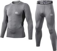 men's thermal underwear set, meethoo compression base layer for sports, long johns with fleece lining, winter gear for running and skiing logo