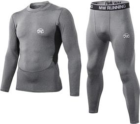 img 4 attached to Men's Thermal Underwear Set, MeetHoo Compression Base Layer for Sports, Long Johns with Fleece Lining, Winter Gear for Running and Skiing