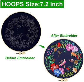 img 1 attached to 🧵 Embroidery Kits for All Ages: 3- Pack Cross Stitch Kits with Stamped Patterns, Hoops, Threads, and Needles